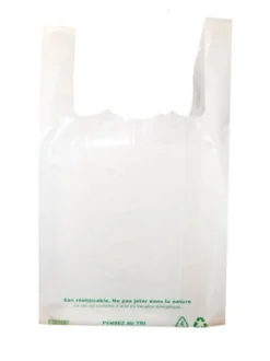 Sac bretelle plastique blanc 45x45 cm 60 microns (250 pièces) - Aucune Sale