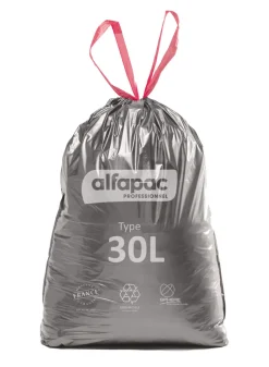 Alfapac Sac à déchets avec lien coulissant plastique gris 30 L 21 microns (50 pièces) Online