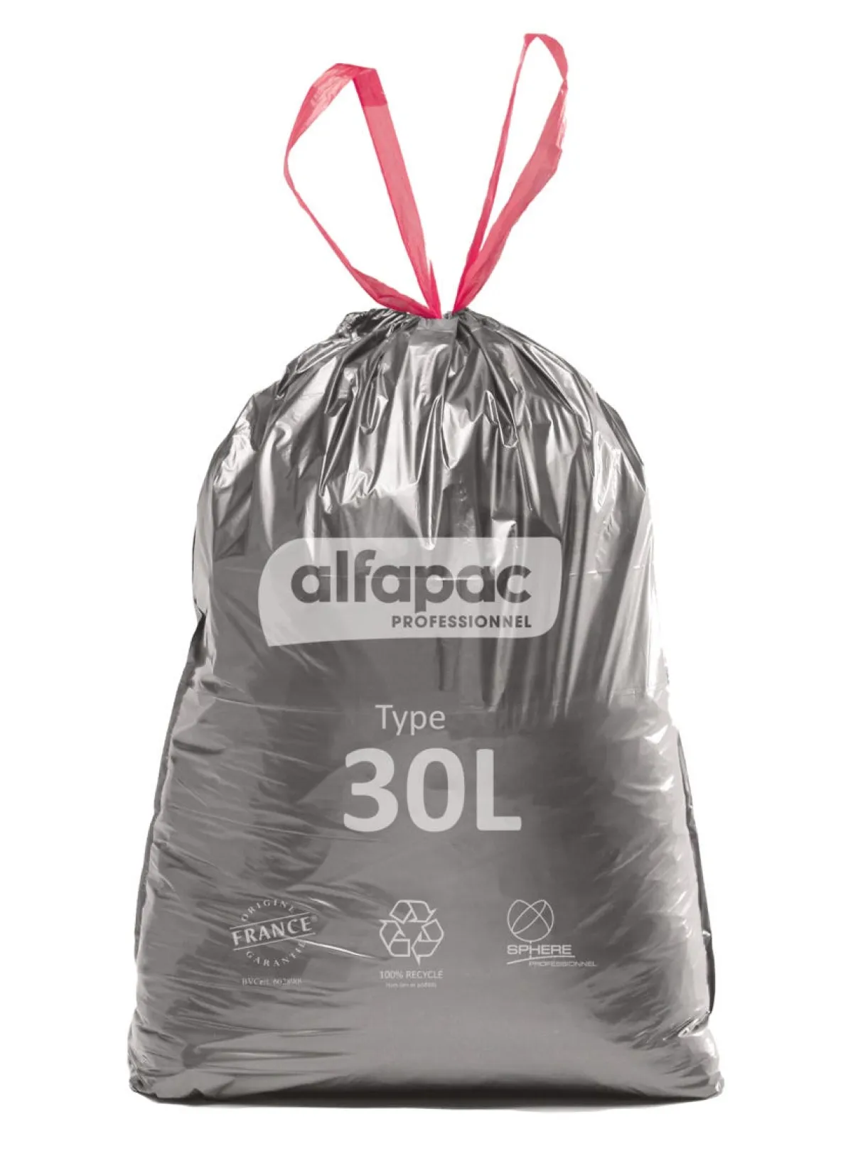 Alfapac Sac à déchets avec lien coulissant plastique gris 30 L 21 microns (50 pièces) Online