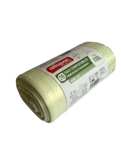 Sac à déchets fécule de pomme de terre transparent 110 L (20 pièces) - Aucune Hot