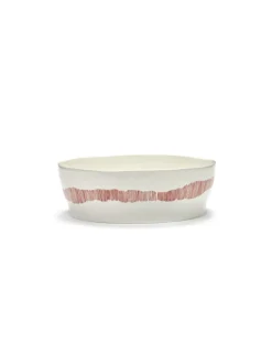 SERAX Saladier rond blanc swirl - stripes rouge grès émaillé Ø 28,5 cm Feast By Ottolenghi Outlet