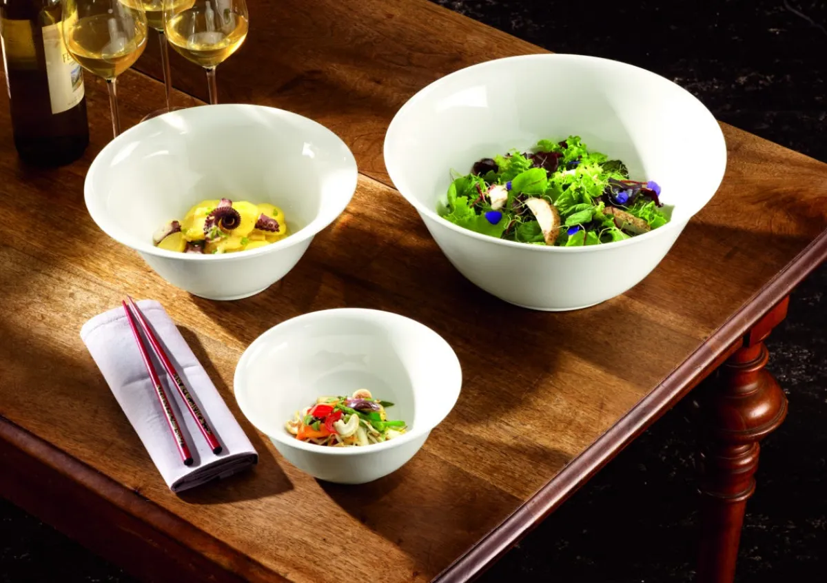 Saladier rond ivoire porcelaine vitrifiée Banquet - RAK Discount