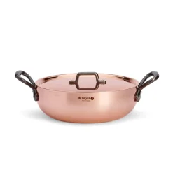 Sautoir bombé cuivre inox Sans revêtement Avec couvercle Ø 28 cm 10 cm 4,9 L Prima Matera - DE BUYER Sale