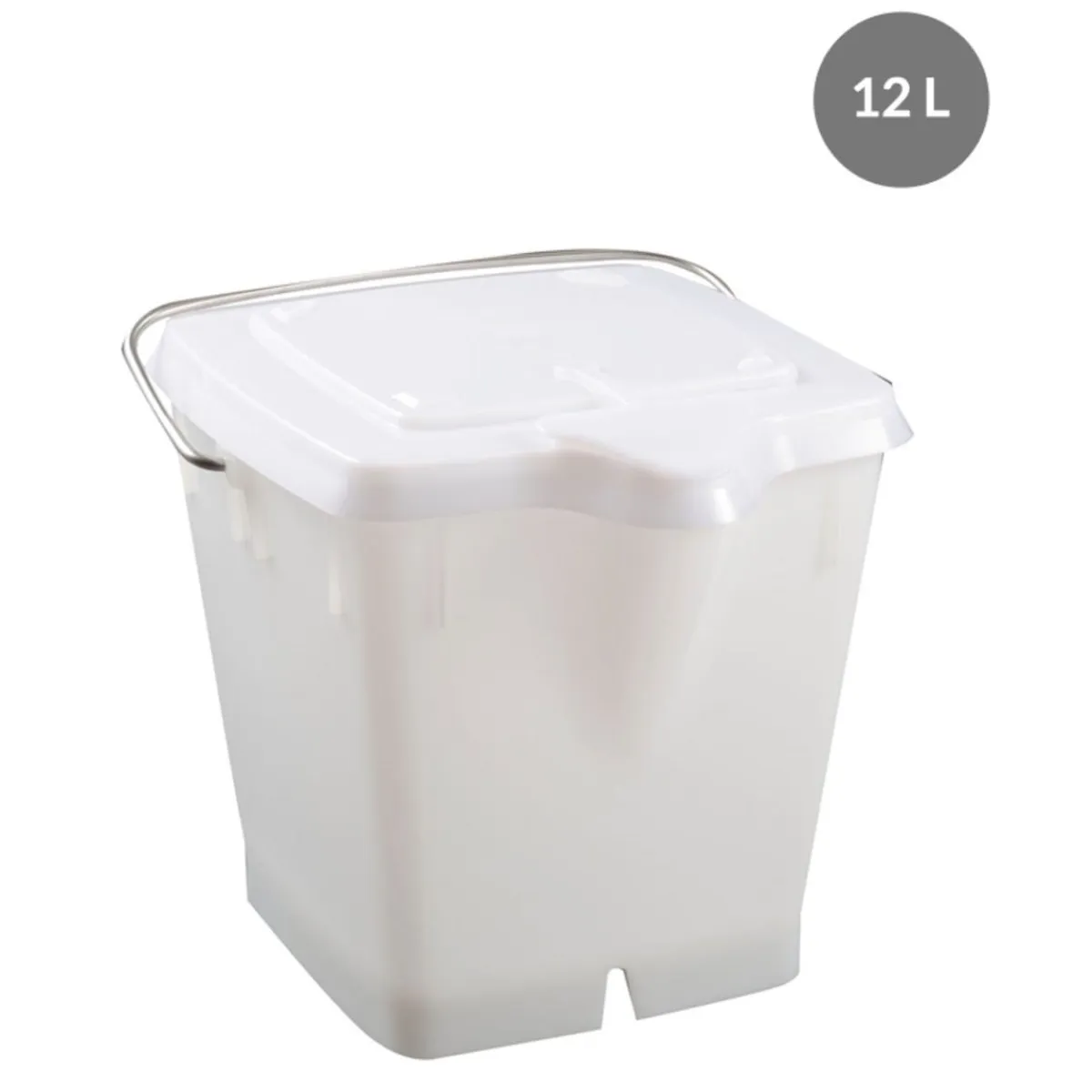Seau Avec couvercle blanc plastique 30,5x33x28 cm 12 L fond plein parois pleines - GILAC Sale