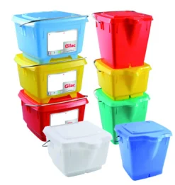 Seau Avec couvercle blanc plastique 30,5x33x28 cm 12 L fond plein parois pleines - GILAC Sale