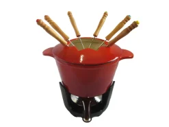 Service à fondue 6 personnes rouge fonte d'acier Ø 20 cm 21 cm - Aucune Clearance
