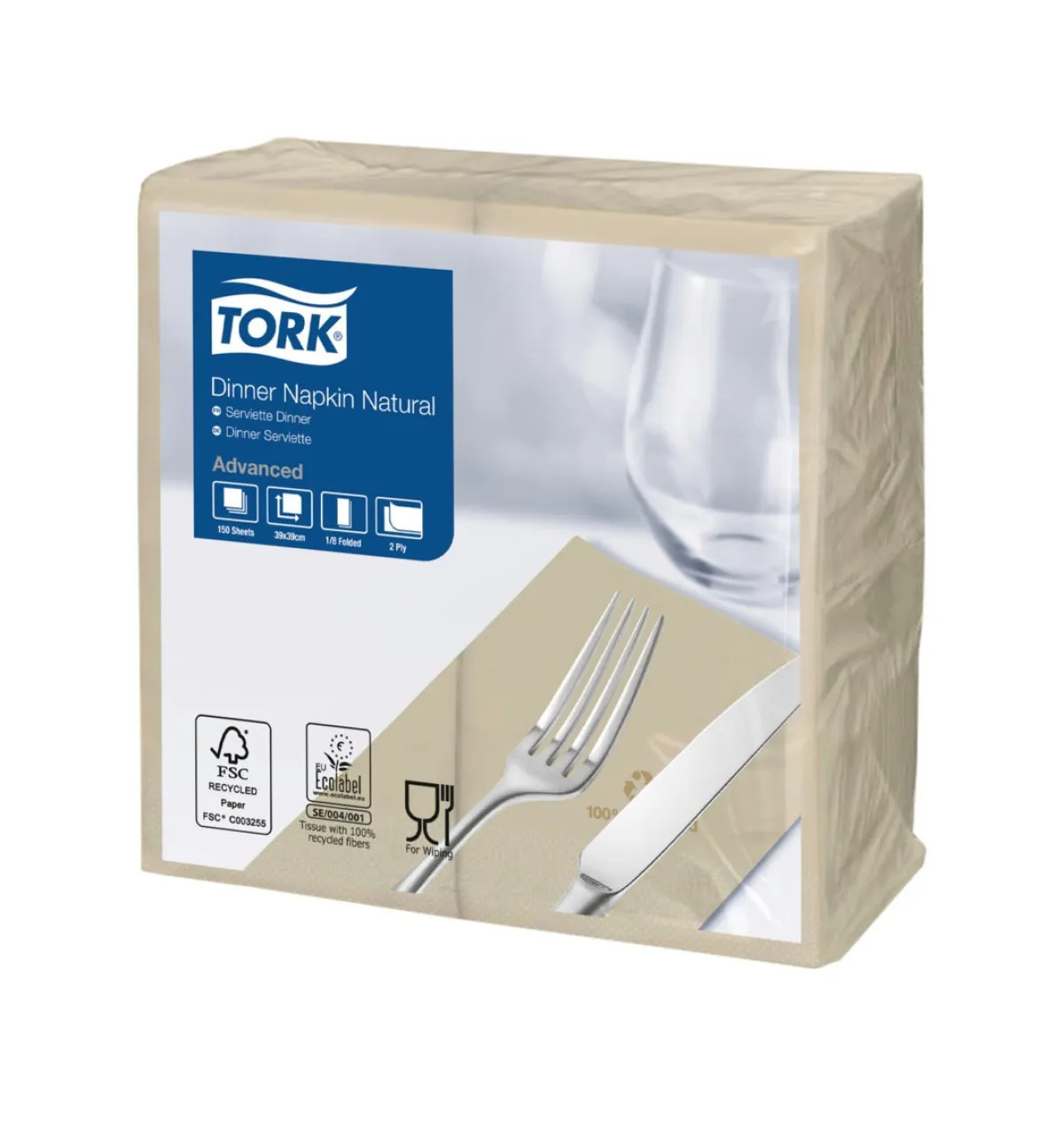 TORK Serviette beige ouate de cellulose 39x39 cm pliée en 8 (150 pièces) Outlet