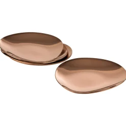 Set de 4 assiettes mise en bouche inox 18/10 cuivre 9x9 cm Pebbles - APS New