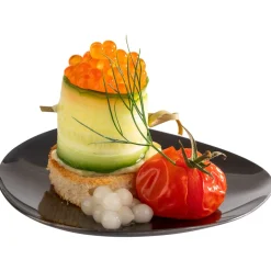 APS Set de 4 assiettes mise en bouche inox 18/10 noir 9x9x1 cm Pebbles Outlet