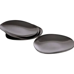 APS Set de 4 assiettes mise en bouche inox 18/10 noir 9x9x1 cm Pebbles Outlet