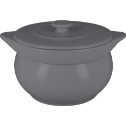 Soupière avec couvercle rond gris porcelaine vitrifiée Ø 15,7 cm Chefs Fusion - RAK Best