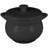 RAK Soupière avec couvercle rond noir porcelaine vitrifiée Ø 10,8 cm Chefs Fusion Outlet