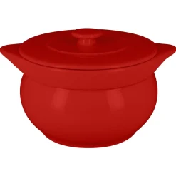 Soupière avec couvercle rond rouge porcelaine vitrifiée Ø 15,7 cm Chefs Fusion - RAK