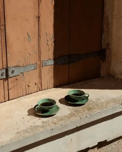 Sous tasse à cappuccino rond vert grès émaillé 14,5 cm Ø 14,5 cm Verde Lanza - SERAX Discount