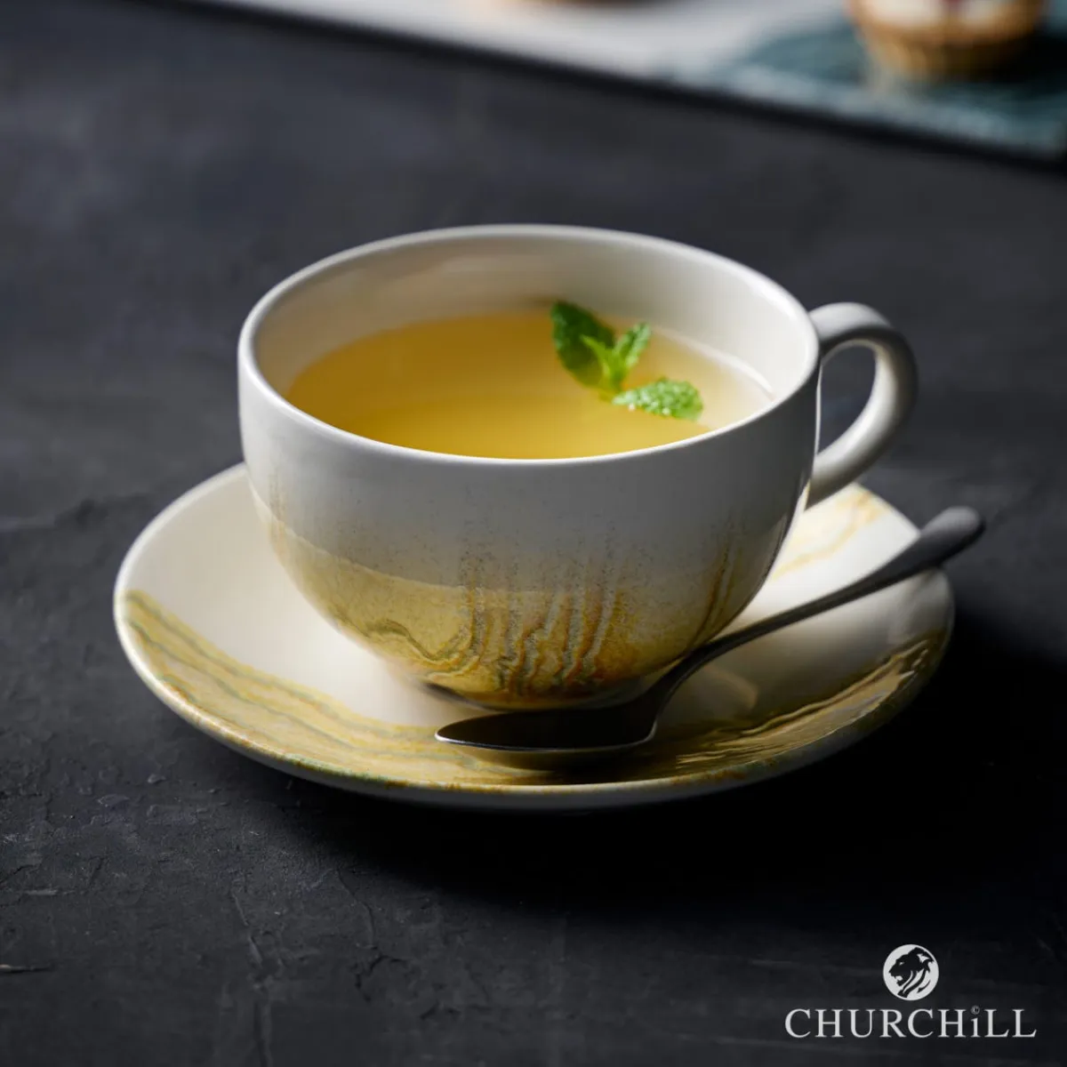 Sous-tasse à cappuccino / thé rond Gold porcelaine vitrifiée Ø 15 cm Tide - CHURCHILL New