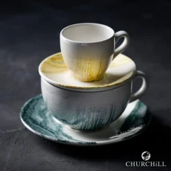 Sous-tasse à cappuccino / thé rond Black porcelaine vitrifiée Ø 15 cm Tide - CHURCHILL Online