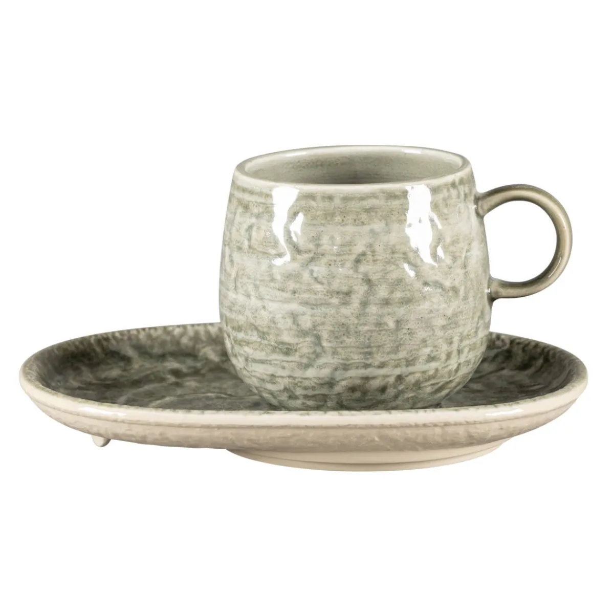 Sous tasse à déjeuner ovale Sage porcelaine vitrifiée 19 cm Krush - RAK Outlet