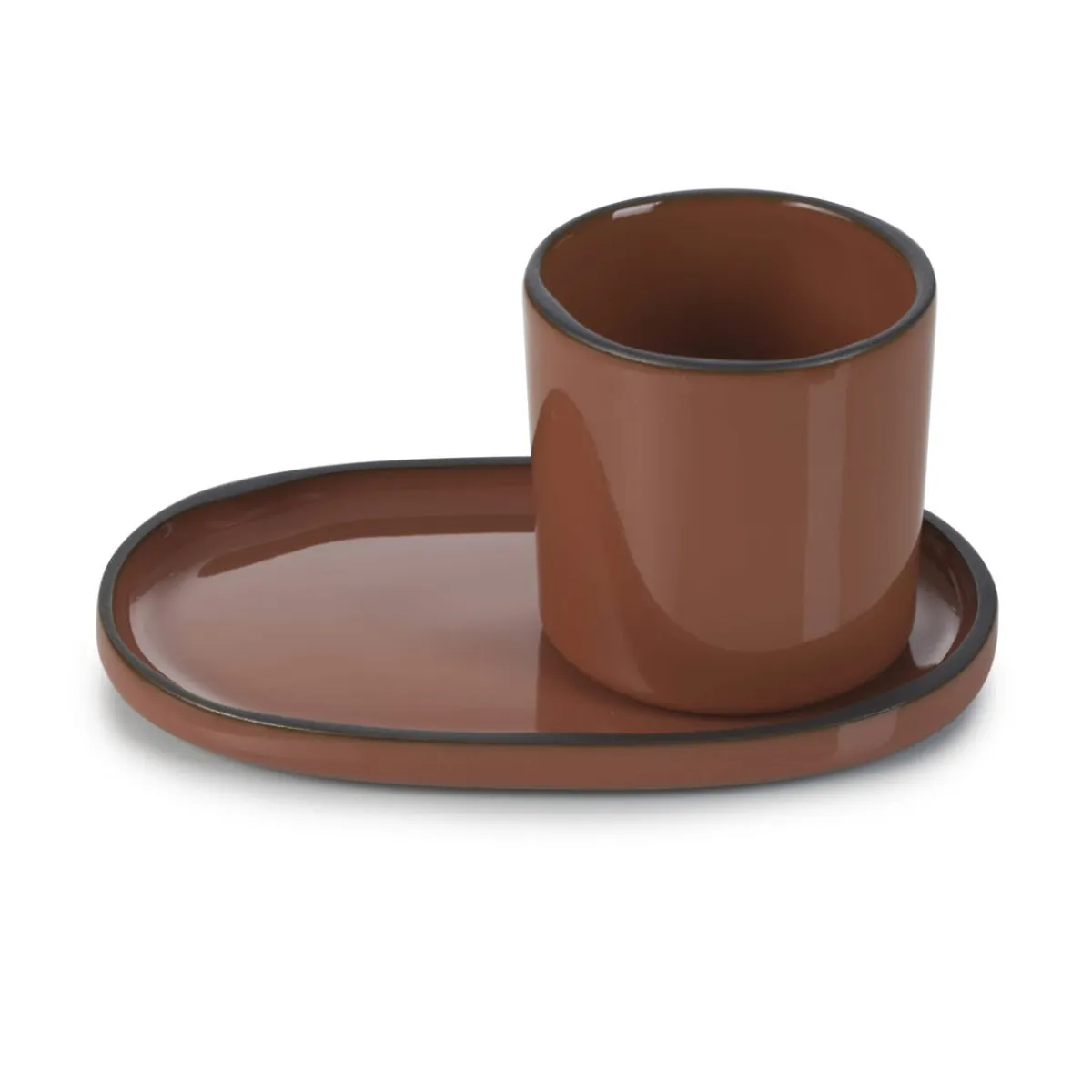 Sous tasse à espresso ovale rouge porcelaine culinaire 13,5 cm Caractère - REVOL Discount