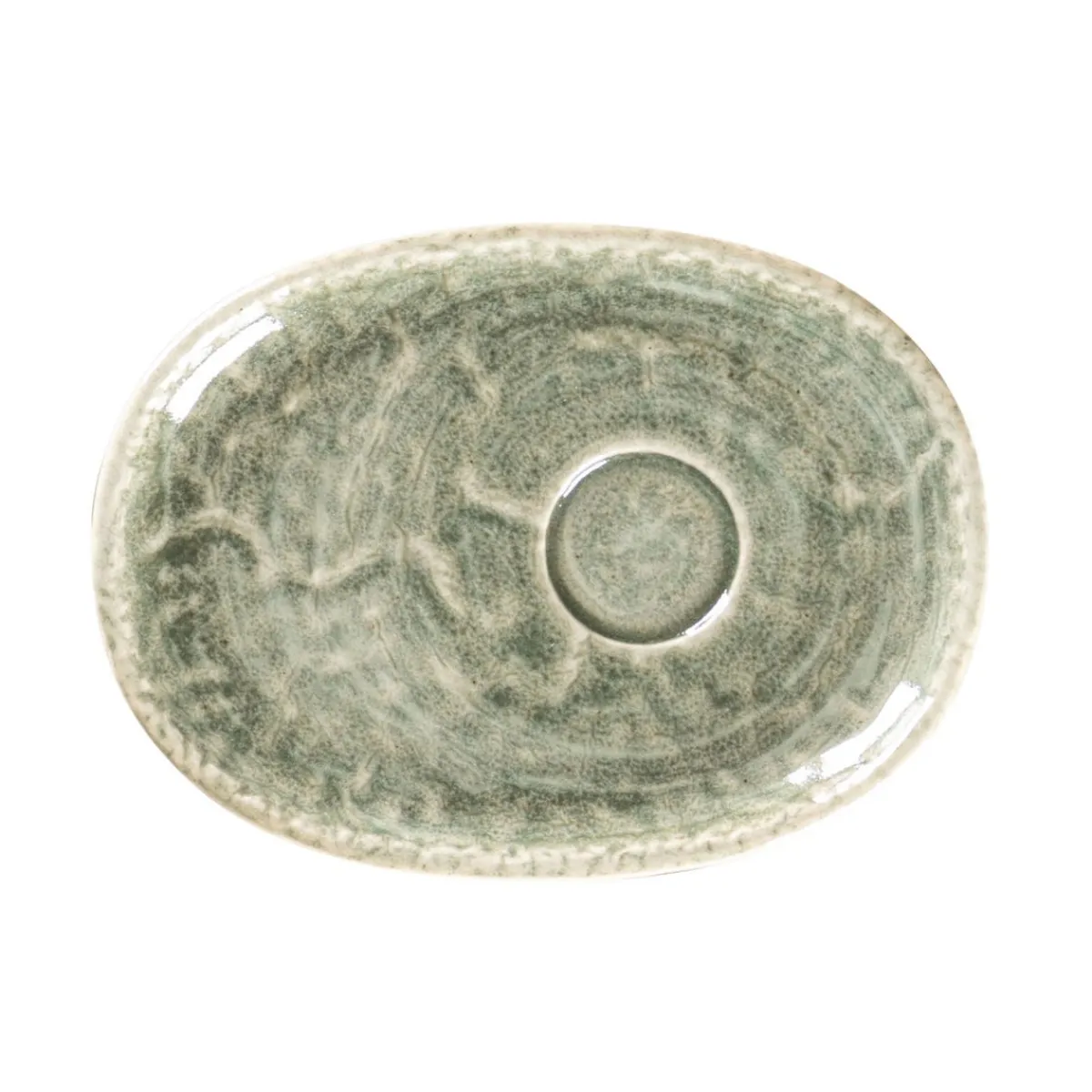 Sous-tasse à expresso ovale Sage porcelaine vitrifiée 15 cm Krush - RAK Sale