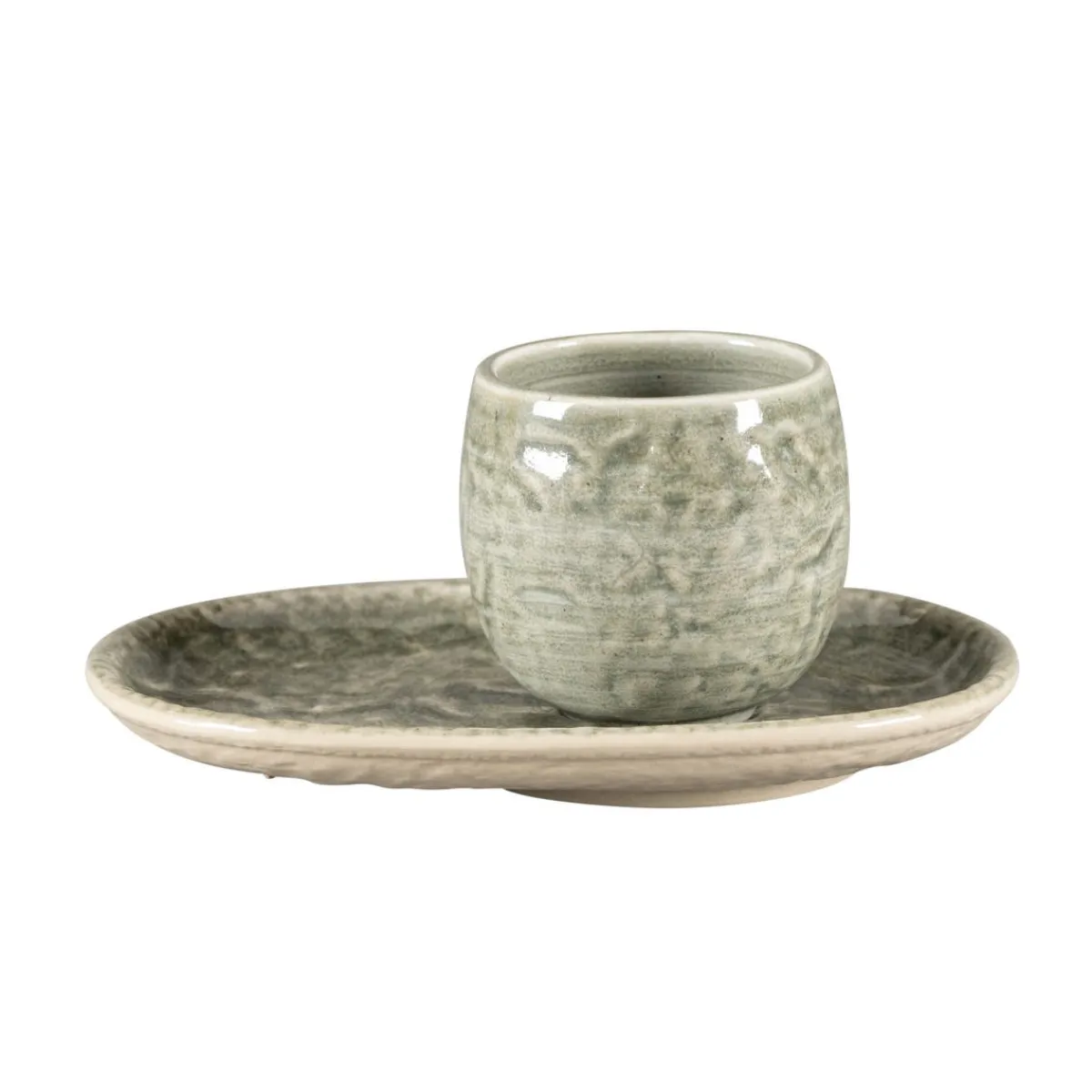 Sous-tasse à expresso ovale Sage porcelaine vitrifiée 15 cm Krush - RAK Sale