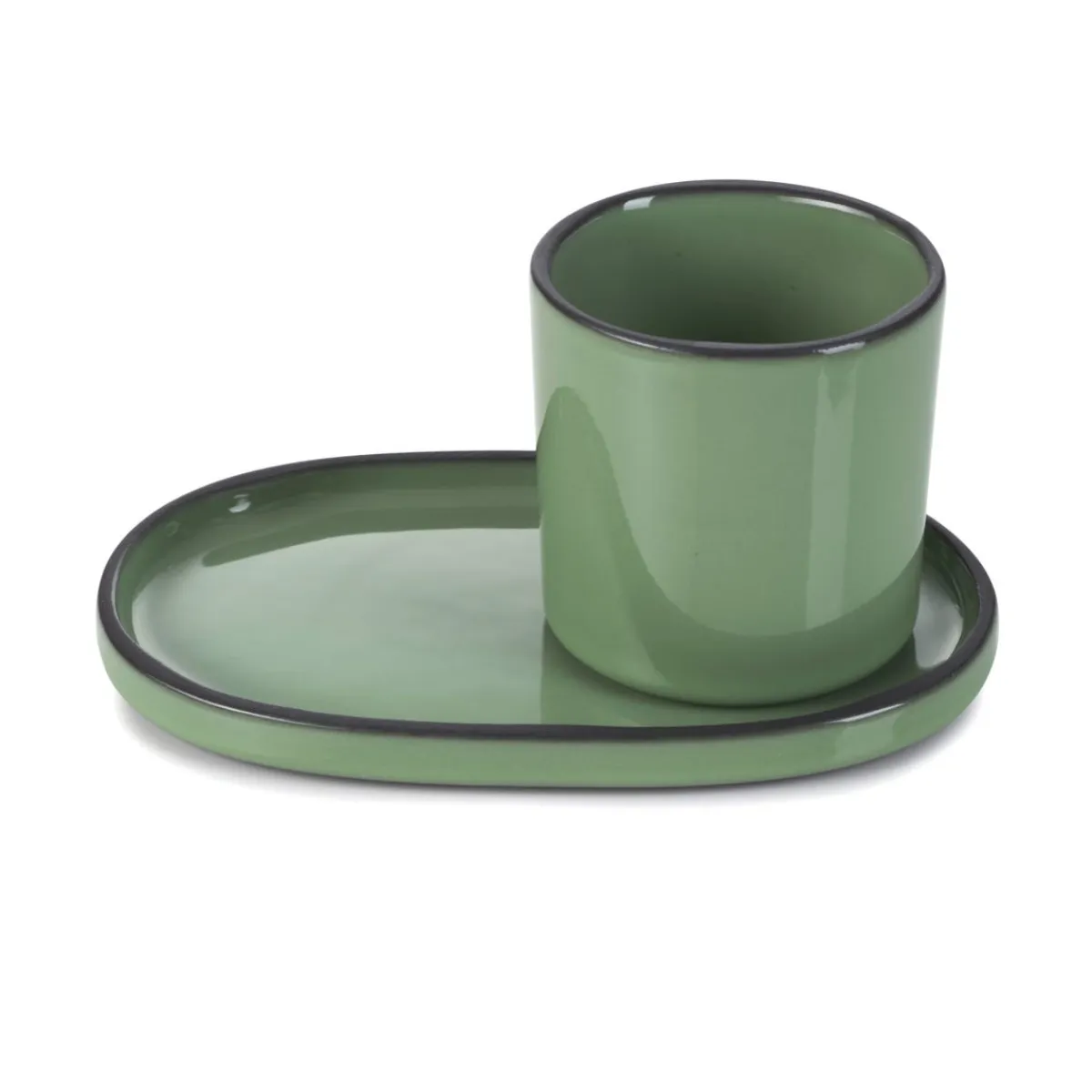 Sous-tasse à expresso ovale vert porcelaine culinaire 13,5 cm Caractère - REVOL Sale