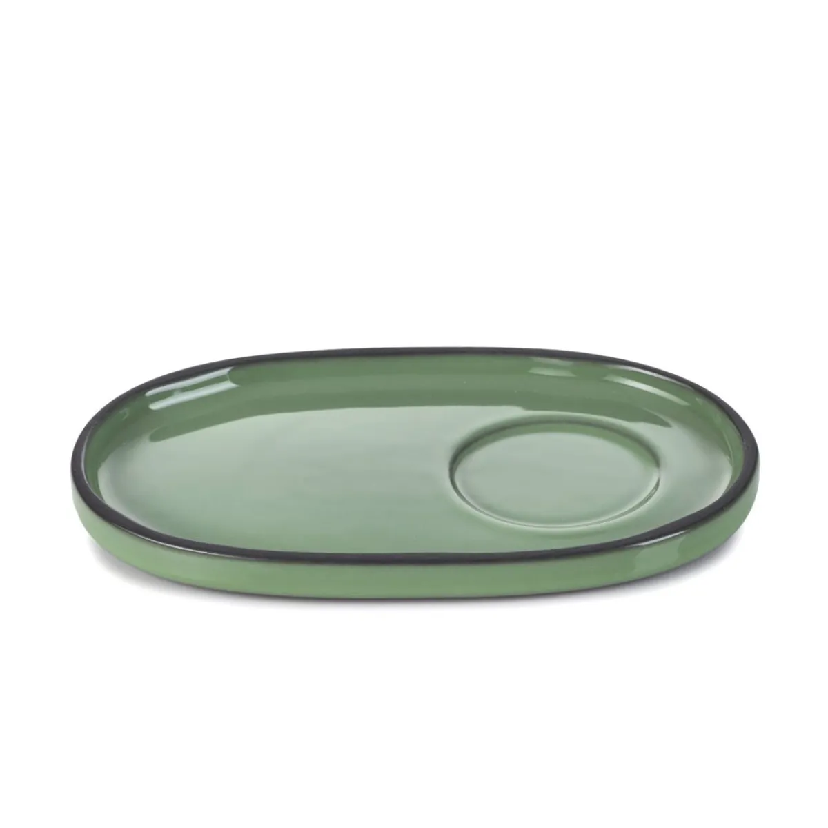Sous-tasse à expresso ovale vert porcelaine culinaire 13,5 cm Caractère - REVOL Sale