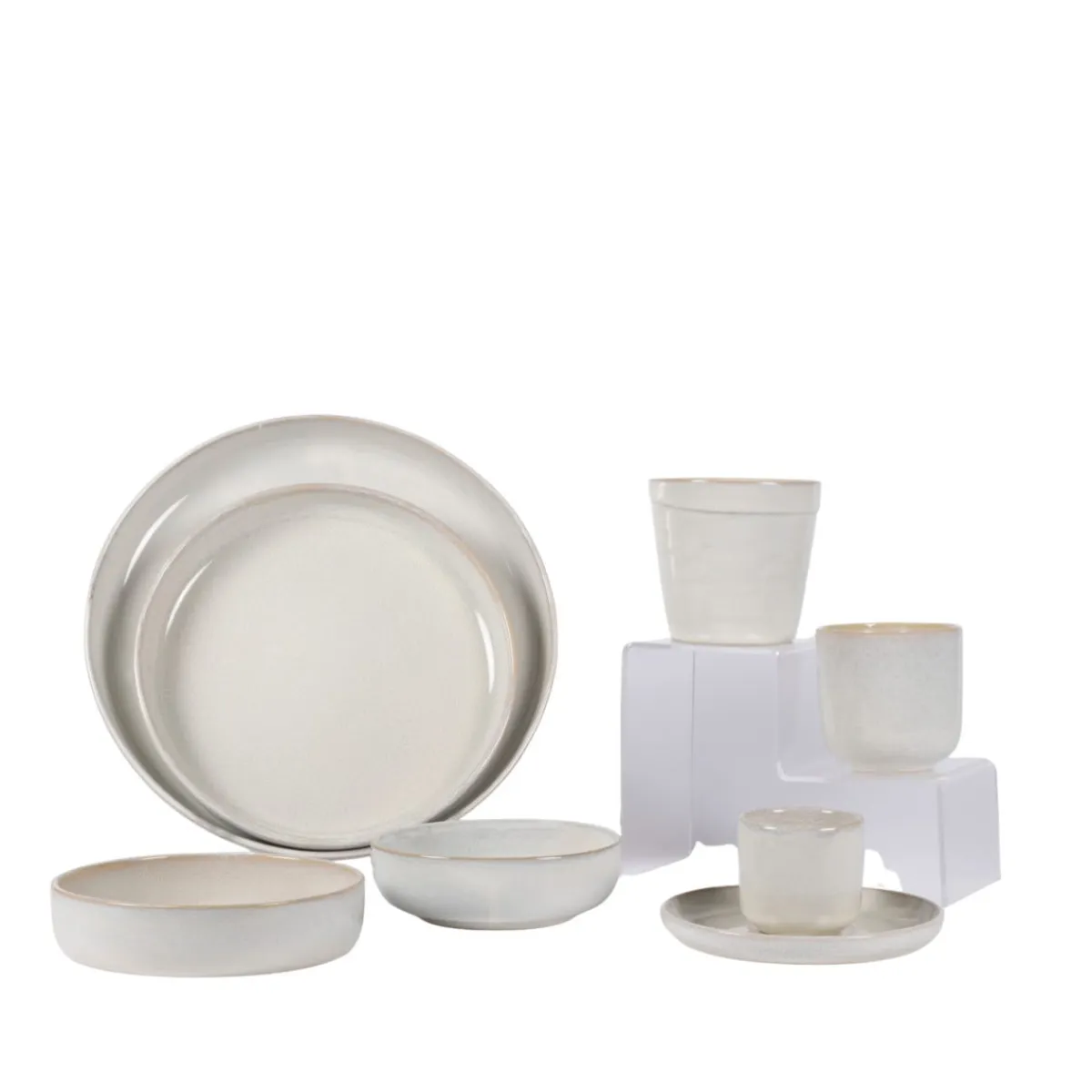 Sous tasse rond Beige rosé grès émaillé Ø 14 cm Pearl - PRO.MUNDI Best