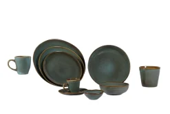 Sous tasse rond vert grès émaillé Ø 14 cm Sky - PRO.MUNDI New