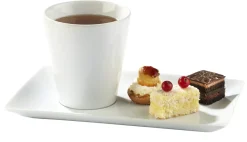 Sous-tasse à thé / déjeuner gourmand rectangulaire blanc porcelaine 21 cm Edina - PRO.MUNDI Online
