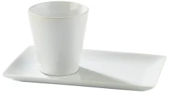 Sous-tasse à thé / déjeuner gourmand rectangulaire blanc porcelaine 21 cm Edina - PRO.MUNDI Online