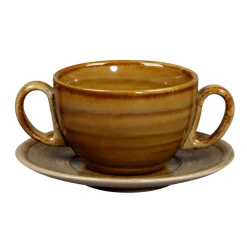 Sous tasse à thé déjeuner rond Garnet porcelaine vitrifiée Ø 15,5 cm stone Spot - RAK New