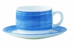 ARCOROC Sous-tasse à thé rond bleu verre opal Ø 14 cm Brush Discount
