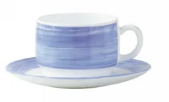 ARCOROC Sous-tasse à thé rond bleu verre opal Ø 14 cm Brush Online