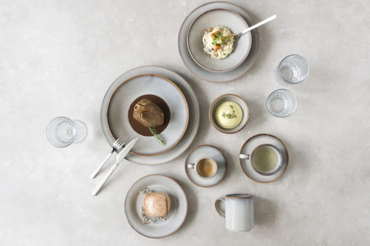 Sous tasse à thé rond gris bleu porcelaine Ø 14 cm Serena - PRO.MUNDI Hot