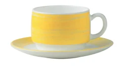 ARCOROC Sous-tasse à thé rond jaune verre opal Ø 14 cm Brush Hot