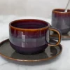 ACCOLADE Sous tasse à thé rond Marron Bleu grès émaillé Ø 14 cm Amber Best