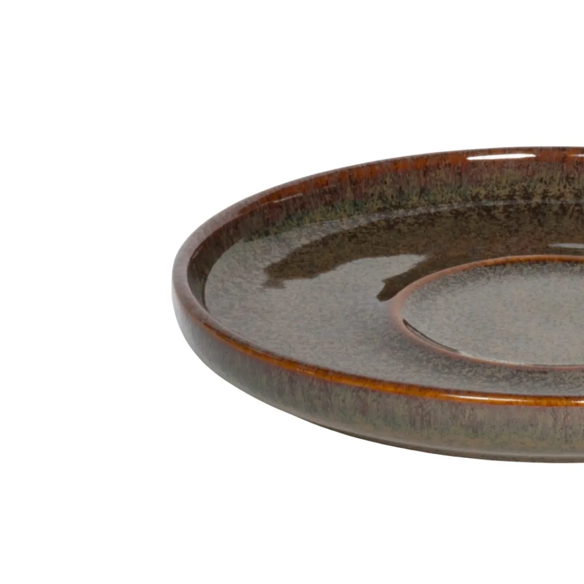 ACCOLADE Sous tasse à thé rond Marron Bleu grès émaillé Ø 14 cm Amber Best