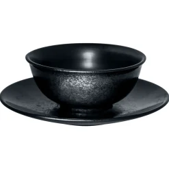Sous-tasse à thé rond noir porcelaine vitrifiée Ø 17 cm Karbon - RAK Hot