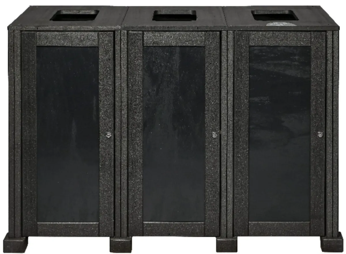 Station de tri sélectif extérieure 3 flux aluminium 240 L carbone - PROBBAX Best