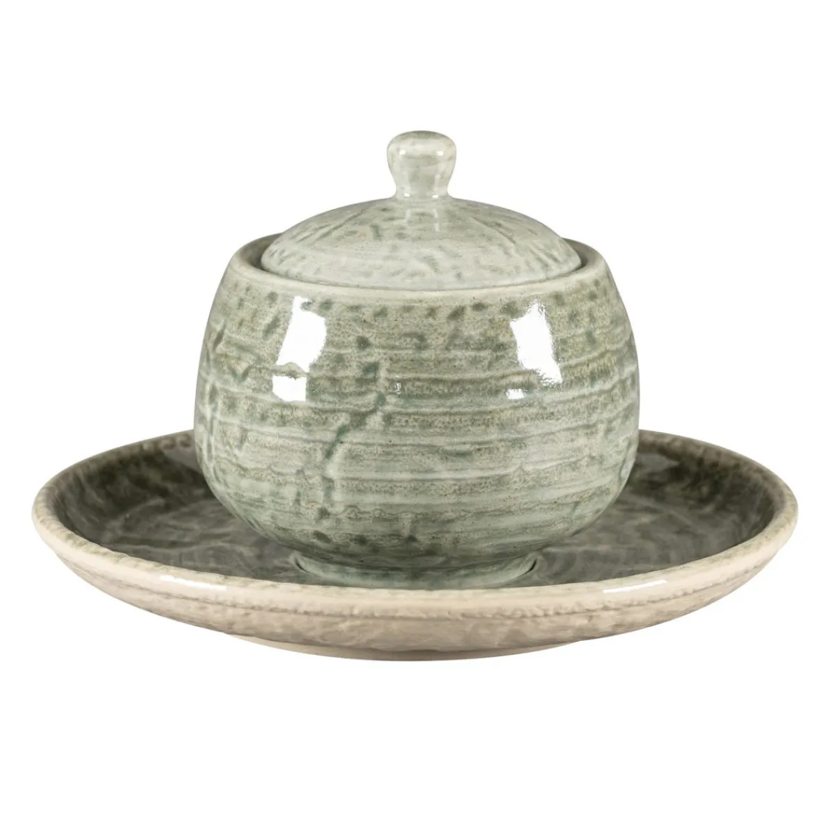 RAK Sucrier avec couvercle rond Sage porcelaine vitrifiée 25 cl Ø 8,8 cm Krush Discount