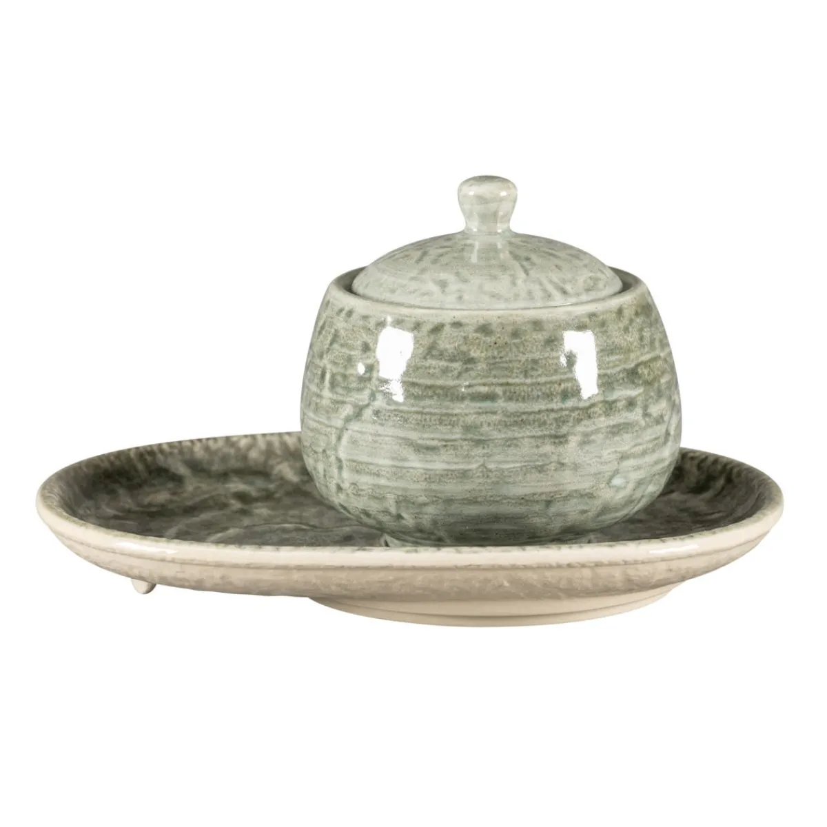 RAK Sucrier avec couvercle rond Sage porcelaine vitrifiée 25 cl Ø 8,8 cm Krush Discount