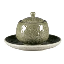 Sucrier avec couvercle rond steel porcelaine vitrifiée 25 cl Ø 8,8 cm Krush - RAK