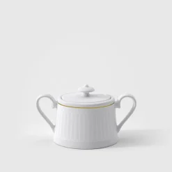 VILLEROY & BOCH Sucrier avec couverle blanc porcelaine bone china 18 cl 14 cm Chateau Septfontaines Outlet