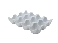 Support alvéolé pour oeuf rectangulaire blanc porcelaine 19 cm - PRO.MUNDI