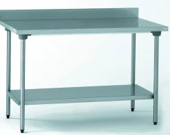 Table avec dosseret et étagère inox 120x70x90 cm Avec dosseret Avec étagère - TOURNUS Best
