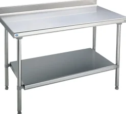 TOURNUS Table avec dosseret inox 160x70x90 cm Avec dosseret Avec étagère Discount