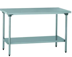 Table centrale avec étagère inox 120x70x90 cm Sans dosseret Avec étagère - TOURNUS Discount