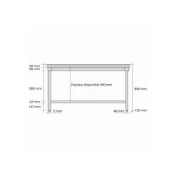PROINOX Table centrale inox 120 cm x 85 cm Sans dosseret Avec étagère Sale
