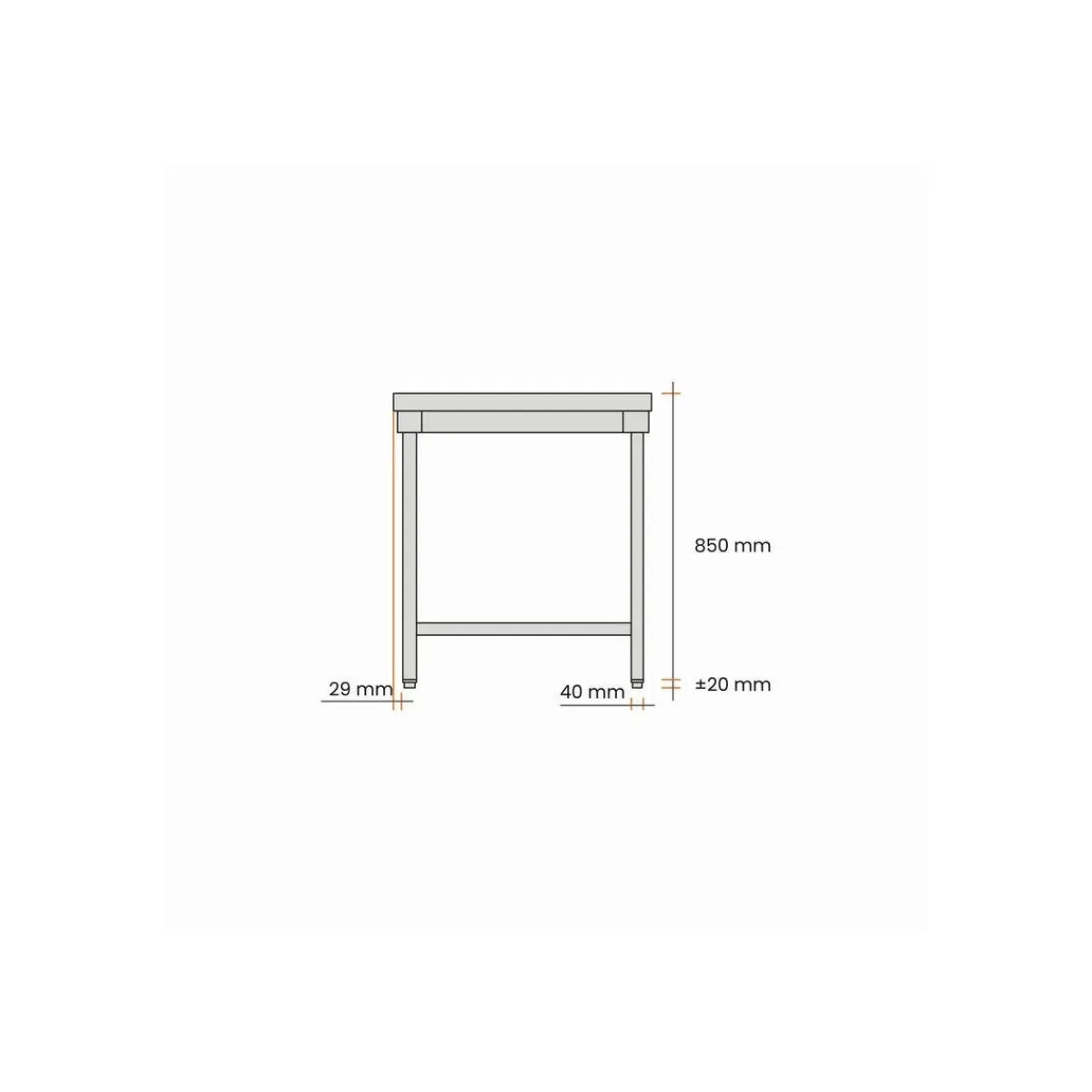 PROINOX Table centrale inox 120 cm x 85 cm Sans dosseret Avec étagère Sale
