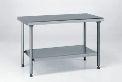 Table centrale inox 140x70x90 cm Sans dosseret Avec étagère - TOURNUS Clearance